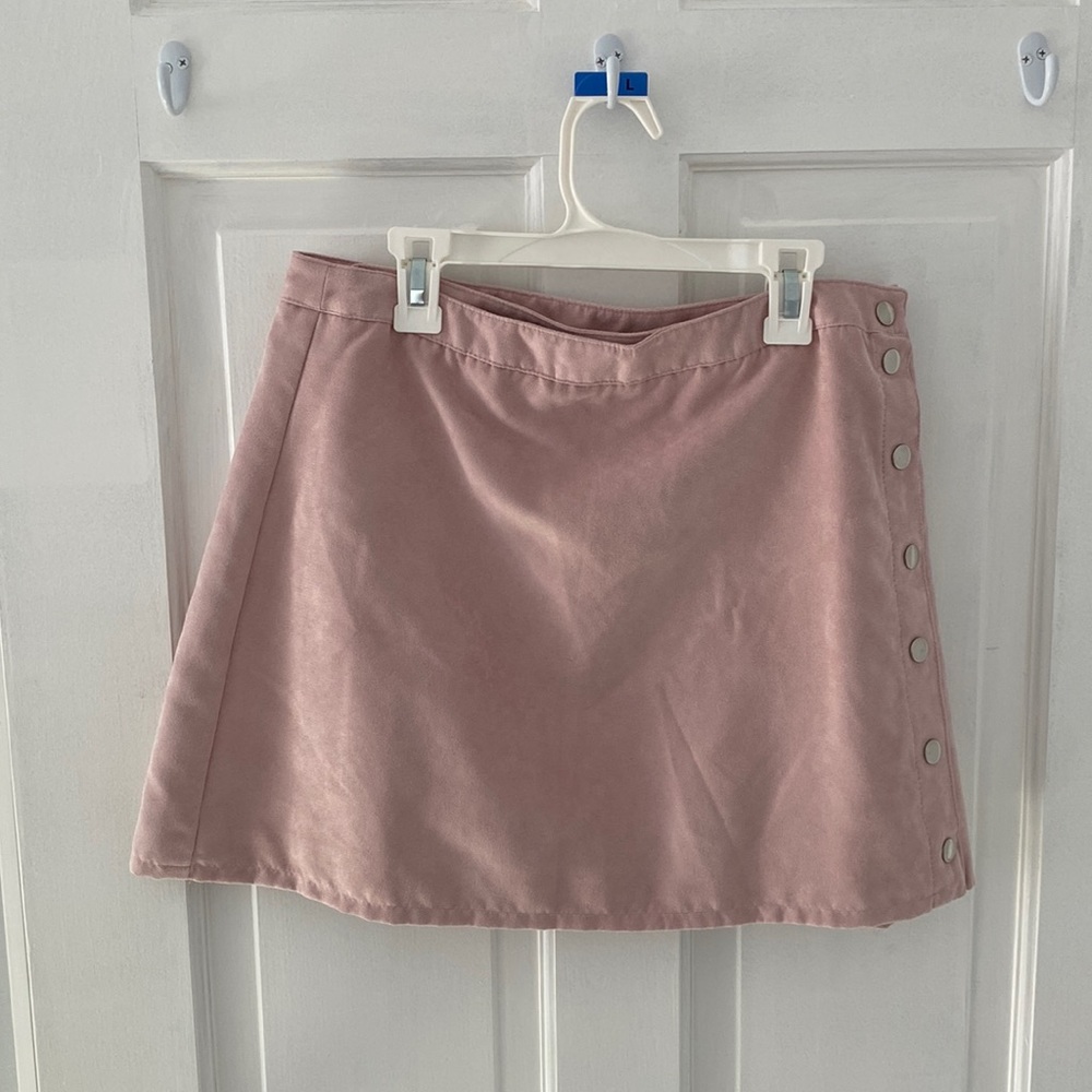 Pink wrap-around button up skirt